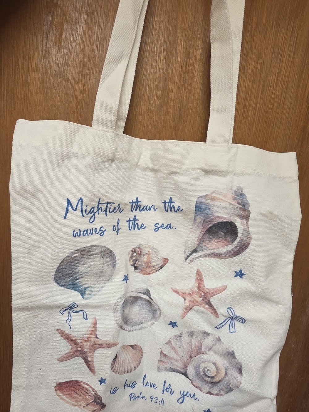 Canvas Seashell Tote Bag with Nautical Script